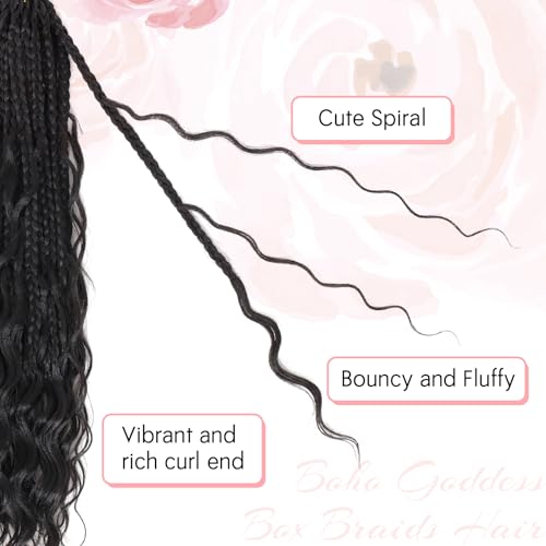 18 Inch Goddess Box Braids Crochet Hair 7 Packs Curly Synthetic Extensions - Deep Wave Style