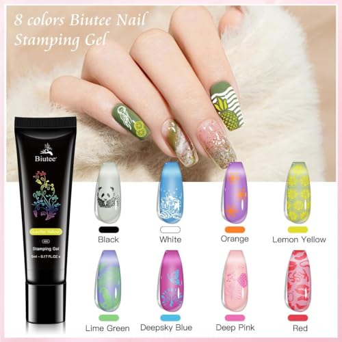 21PCS Nail Stamping Plates Set with 8 Colors Gel Polish - Professional Manicure Kit