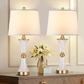 Hamucd Gold Glass Touch Table Lamps Set of 2 with USB Ports, Dimmable Nightstand Lights