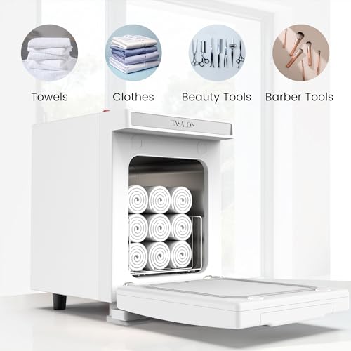 TASALON 5L Hot Towel Warmer Cabinet Medium White Aluminum Interior