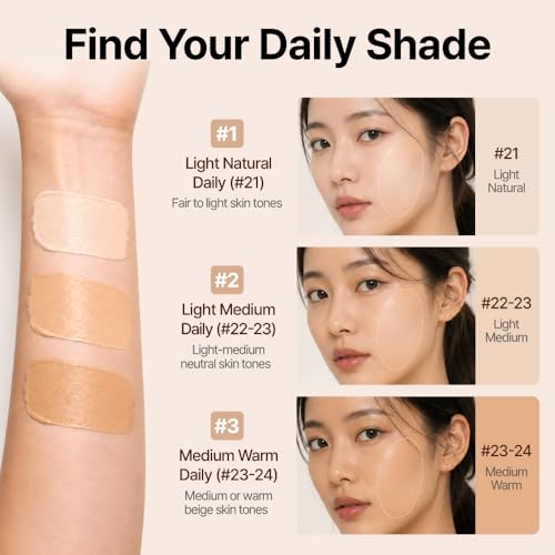 BEAUDIANI Mesh Glow Cushion Foundation #1 Light Natural Daily - Korean Dewy Makeup Compact with Puff