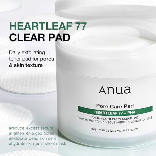 Auna Deep Pore Treatment Duo Heartleaf Pore Control Cleansing Oil, Heartleaf 77 Toner Pad, Exfoliating Facial Pads, After-Cleansing for Gentle Facial Care, Korean Skincare Set