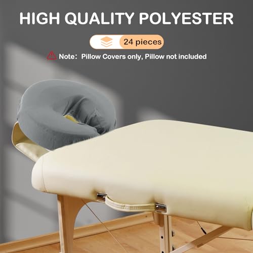 Macarrie 24 Pcs Face Cradle Covers for Massage Table Microfiber Reusable Soft Thicker Massage Table Headrest Covers Bulk Oil Proof Cradle Head Rest Sheets for Spa Beauty Salons(Gray)