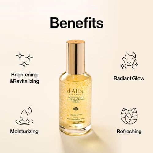 d'alba Piedmont White Truffle Oil Capsule Serum - Daily Vita Boost, Large 3.38 fl oz, Double Vitamin Formula, Oil Capsule Variation
