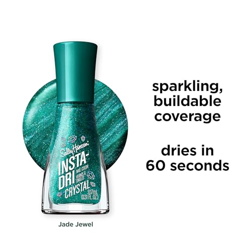 Sally Hansen Insta-Dri Crystal Nail Polish | Quick Dry, Long Lasting, Streak-Free Shine | Opaque, Shimmery | 122 Jade Jewel | Deep Teal Green Nail Color