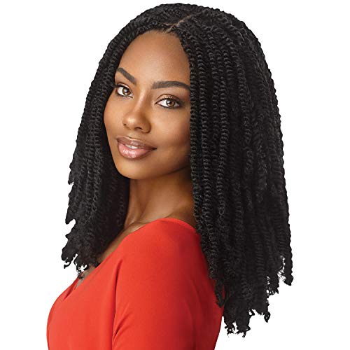 Black Outre Synthetic Braid 16-Inch Afro Twist Hair 3-Pack - Twisted Up Style