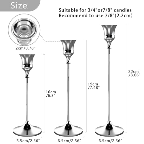 Silver Candlestick Holders Set of 24 - Taper Candle Sticks for Home Decor