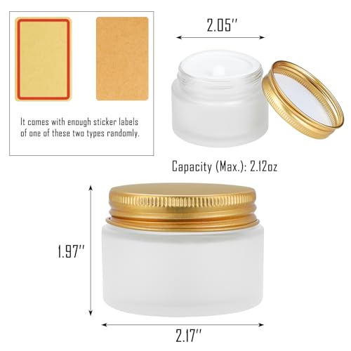 RAMFIYN 24 Pack 2oz Frosted Glass Cosmetic Jars with Gold Lids — Sample & Travel Containers