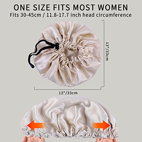 Silk Sleep Cap for Women Men - Adjustable Mulberry Silk Bonnet & Scrunchies