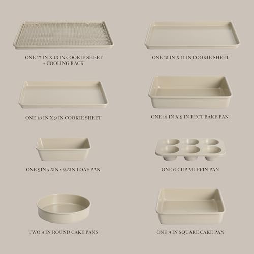 Martha Stewart Gallen 10-Piece Ceramic Nonstick Bakeware Set - Taupe