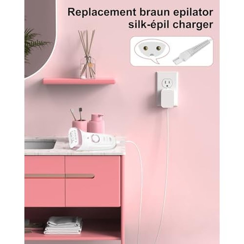 for Braun Silk Epil 9 Charger Compatible with Braun Epilator Silk 9 7 5 9-720 9-300 9-890 9-030 9-880 5-810 5-620 and Face Epilator Facespa Pro 910 911 921