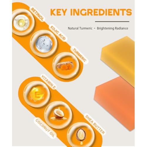 Turmeric Kojic Acid Soap for Dark Spot, Brighten Skin Face and Body Cleanser with Shea Butter, Vitamin C, Moisturizing Natural Skincare£¨2pcs£©