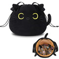 Funny Cat Drawstring Makeup Bag - Large Capacity Cute Travel Toiletry Bag Cosmetic Bag Pouch Organizer - Valentines Day Mothers Easter Birthday Unique Gifts for Women Girls Cat Lovers-Black