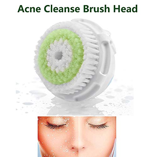 Replacement Facial Cleansing Brush Heads, Facial Cleansing Brush Head, Exfoliator Facial Brush Heads, for Acne Prone, Clogged and Enlarged Pores Skins (Green/6 Pack)