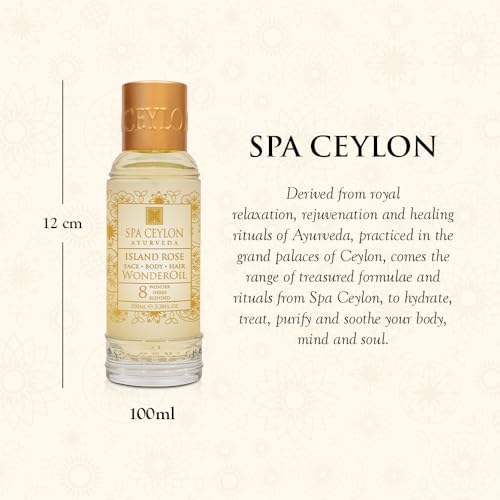 SPA CEYLON Wonder Oil Island Rose 100ml - Luxurious Organic Body & Hair Oil with Ayurvedic Herbs, Vegan & Paraben-Free