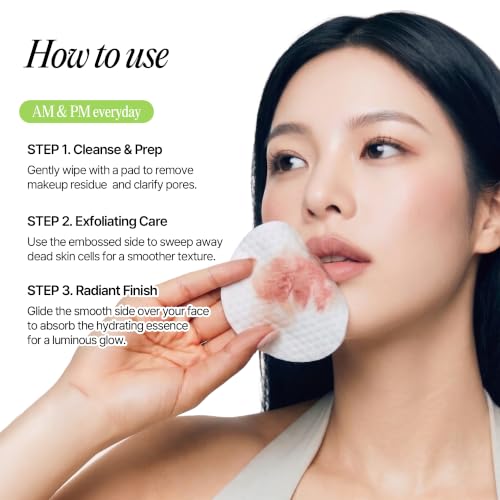 3-in-1 Facial Cleansing Pads Bulk Pack with AHA & PHA - Large 2.75" Face Wipes for Travel & Gym