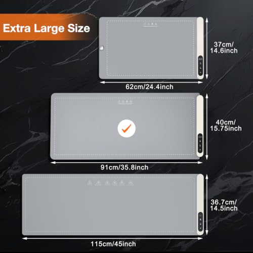 Extra Large Food Warming Mat 36x16 Inch Rapid Full Surface Heating Gray - Heat Resistant & Rollable Silicone Kitchen Warmer