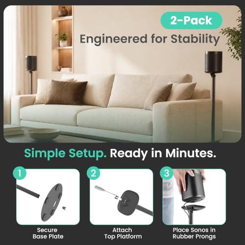 ynVISION.DESIGN Black Speaker Stands for Sonos One, SL & Play:1 - 2 Pack