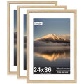 Natural Oak Wood Poster Frame Set - 24x36 with 20x30 Mat, 3 Pack - Variation: Natural Oak / 24X36