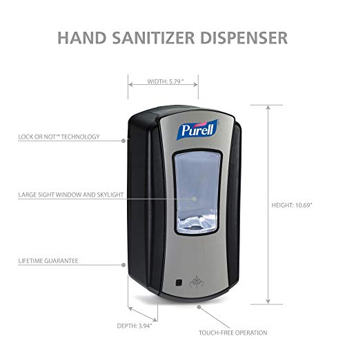 Chrome/Black Hand Sanitizer Dispenser 1200 mL Touch-Free for Office & School - Variation of THIS listing