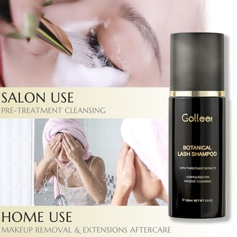 Lash Shampoo -100 ML Eyelash Shampoo Eyelash Extension Cleanser for Lash Extensions with Brush Eyelash Wash for Extensions & Natural Lashes/Paraben & Sulfate Free Safe Makeup Remover