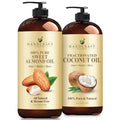 Handcraft Blends Total Body Hydration Set: Sweet Almond Oil and Fractionated Coconut Oil ? (2 x 16 Fl Oz) ? 100% Pure & Natural ? Premium Carrier Oils for Skin, Hair, and Massage