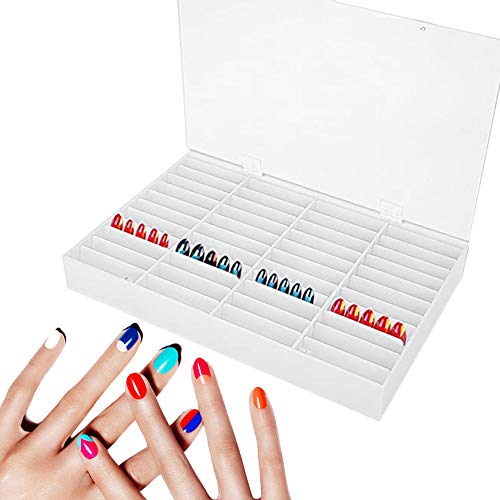 StepOK Nail Display Box with 44 Dividers – Clear Nail Art Organizer