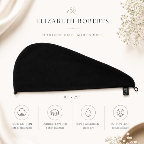 Elizabeth Roberts White Cotton Hair Towel Wrap Turban for All Hair Types