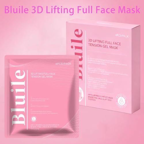3D Lifting Full Face Mask, Collagen Lift-Up Mask for Skin Firming Appearance & Intense Hydration, for a Radiant Glow, Smooth & Glowing Skin, 4 Sheet Pack (1 box)