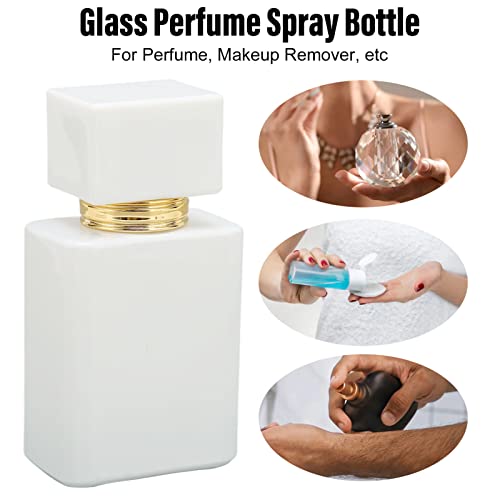 Perfume Atomizer Bottle Refillable Empty Glass Perfume Bottle, 2Pcs Empty Glass Perfume Bottle Large Capacity Golden Nozzle Glass Perfume Bottle Atomizer White 30Ml Refillable Empty Spray Perfume