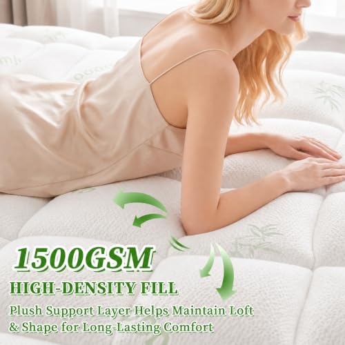Queen Mattress Topper Plush Pillow Top Mattress Pad for Pressure Relief