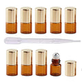 50Pcs 2ml (5/8 Dram) Refillable Empty DIY Mini Travel Glass Roll On Bottles Essential Oils Roller Bottles Perfumes Cosmetic Sample Vials Jar Containers with Gold Lids and Stainless Steel Roller Ball