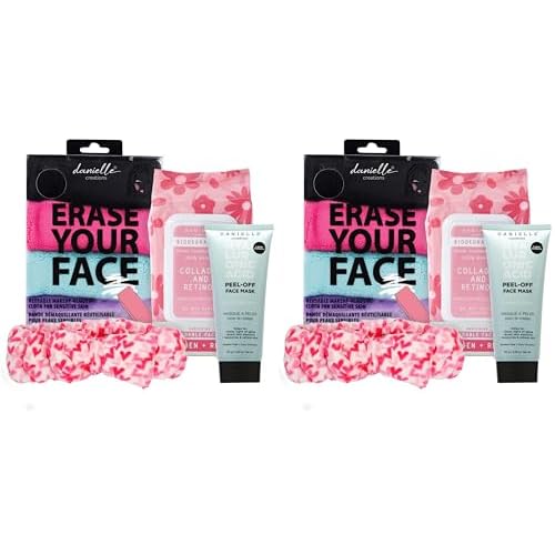 Danielle Enterprises Erase Your Face Super Gift Set, 4 Piece Set, Micellar Water Wipes, 1 count (Pack of 2)