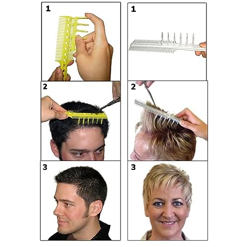 Scissor Clipper Over Comb Hair Cutting Tool - DIY Home Hair Cutting Guide Comb Set (Classic Set, Yellow)