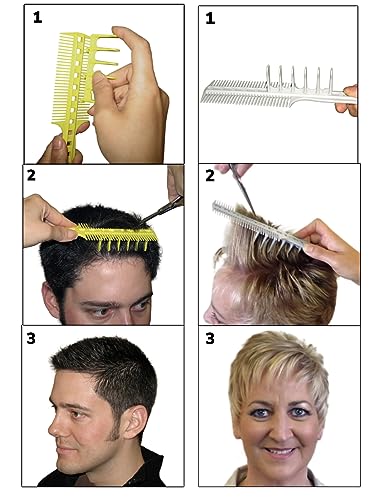 CombPal Yellow Over Comb Hair Cutting Tool Set with 7 Guides - DIY Haircutting