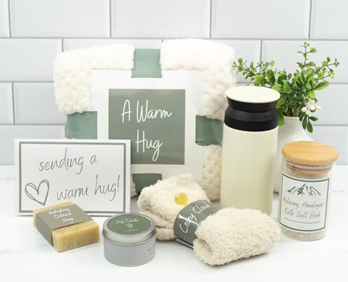 Self-Care Gift Box for Women - Cozy Blanket, Candle, Spa Essentials, Thoughtful Present