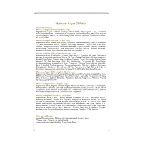 Vedic Line Moroccan Argan Oil Facial Kit For Signs of Ageing,Wrinkles, Fine Lines Dark Spots With Argan Oil, Sesame Amond oil for Radiant Glow, 52 ml