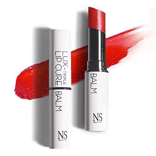 Natural Tinted Lip Balm - Lux Triple Lip Cure Glossy Balm VENUS Ruby Red 0.17oz
