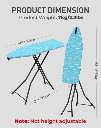 Blue 14x43-Inch 2-in-1 Ironing and Steaming Board with Adjustable Height