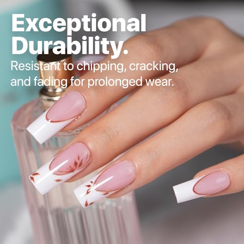 French Tip Press On Nails - Pink Series, Medium Square, 150PCS, 15 Sizes, 5 Styles, Starter Kit - Variation 01 P117KIT2-M