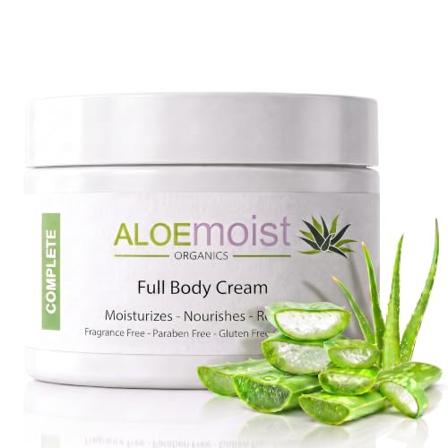 8 oz Organic Aloe Vera Face & Body Moisturizer with Vitamin E, C, Retinol & Shea Butter – Anti-Aging Hydrating Cream for Sensitive Skin