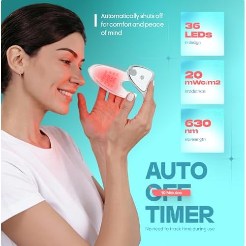 Red Light Therapy for Eye Bags, Dark Circles & Puffiness - Red Light Therapy Device with 630 NM 36 Leds - 3 Modes Red Light & Massager Mode, 10 Min Auto Timer, Rechargeable