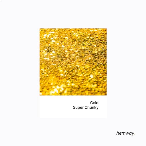 Hemway Premium Ultra Sparkle Glitter Multi Purpose Metallic Flake for Arts Crafts Nails Cosmetics Resin Festival Face Hair - Gold - Super Chunky (1/8" 0.125" 3mm) 100g / 3.5oz