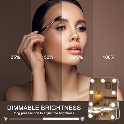 Hasipu LED Makeup Mirror with Bluetooth Speaker, 10.6" x 14" Hollywood Vanity Mirror with Lights, Rounded Rectangle White Frame, 3 Modes Light, Smart Touch Control Dimmable, 360¡ÆRotation