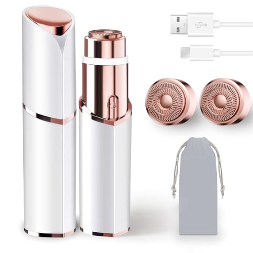 Facial Hair Removal for Women, Electric Rechargeable Painless Hair Remover for Face, Upper Lips, Chin, Peach Fuzz, with LED Light