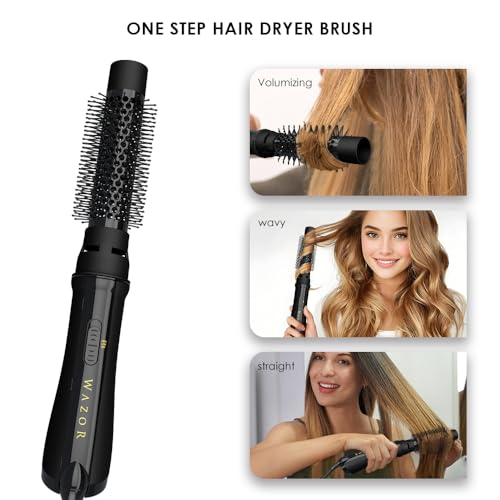 Wazor 4-in-1 Hot Air Brush Dryer Volumizer - Lightweight Ceramic Titanium Styler