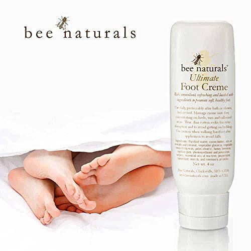 Bee Naturals Ultimate Foot Cream 4 Oz ? Deep Hydration for Dry, Cracked Heels & Calluses ? Enriched with Shea Butter, Avocado Oil & Therapeutic Essential Oils ? Non-Greasy, Soothing properties