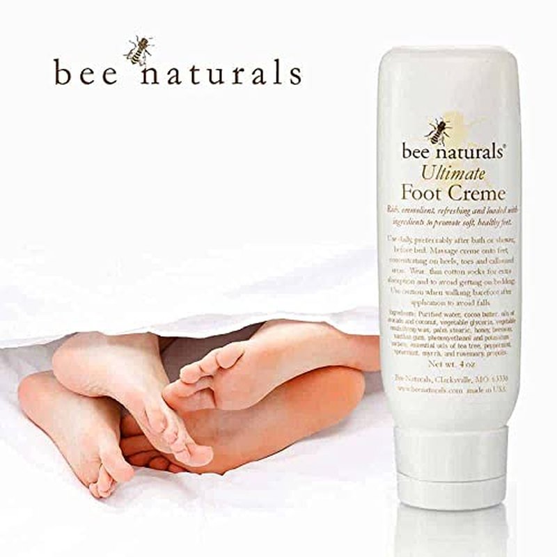 Bee Naturals Ultimate Foot Cream 4 Oz ? Deep Hydration for Dry, Cracked Heels & Calluses ? Enriched with Shea Butter, Avocado Oil & Therapeutic Essential Oils ? Non-Greasy, Soothing properties