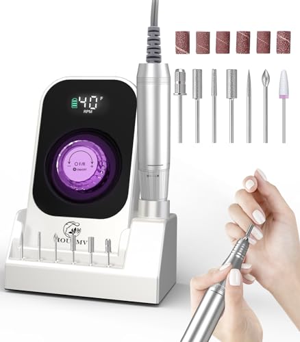 HOUSMV Portable Nail Drill E-File - White, Rechargeable, 40,000 RPM