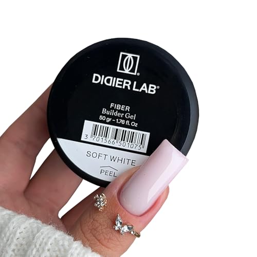 DIDIER LAB Fiber Builder Gel Soft White ? Self-Leveling HEMA-Free Builder Gel for Nails - Ultra-Strong LED UV Fiberglass Nail Builder Gel for Nail Repair Refills and Nail Extensions - 1.76 fl oz